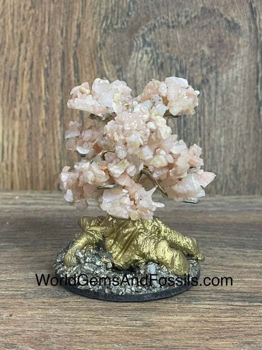 Pink Opal Gem Tree Mini Flat Leaf