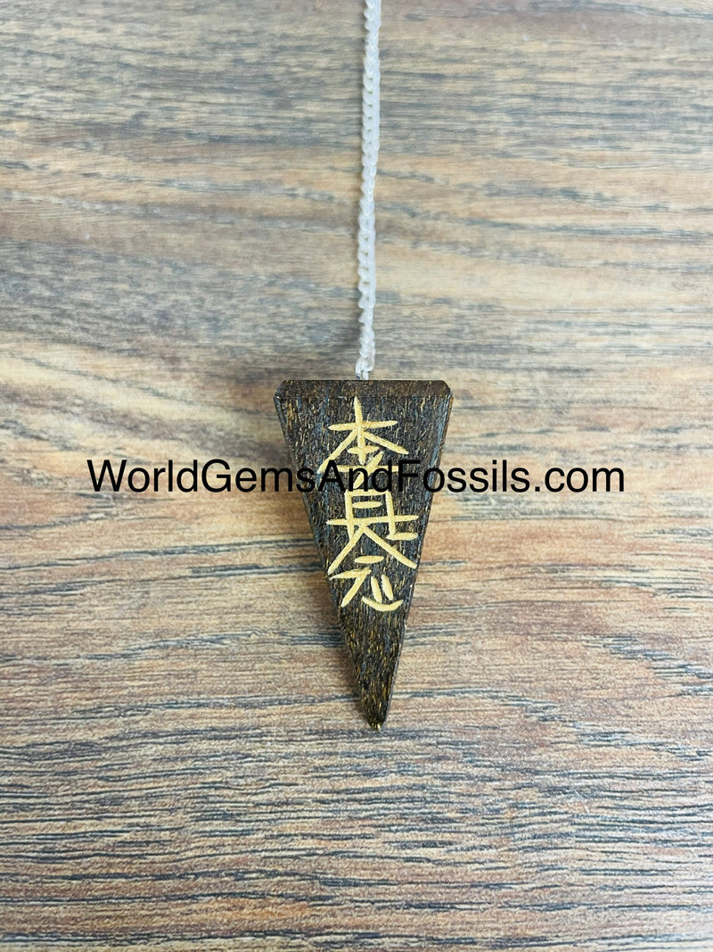 Bronzite Pendulum With Reiki Symbols