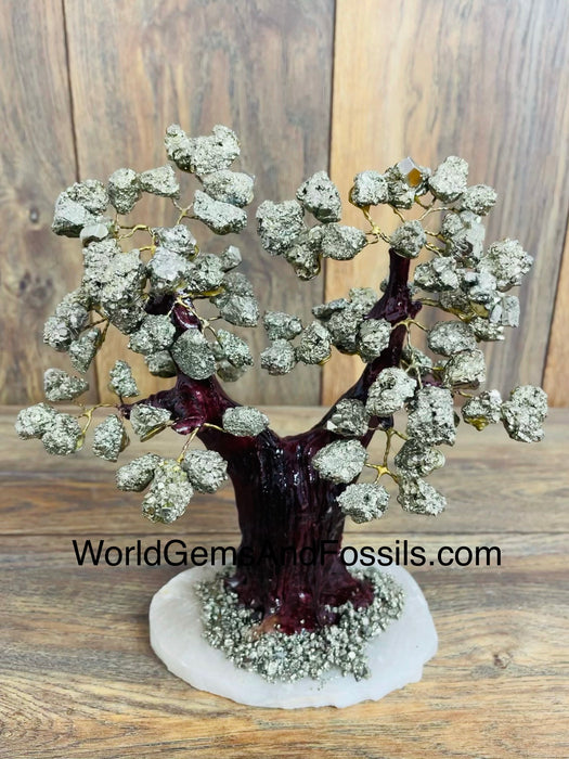 Pyrite Gem Tree On Onyx Base 6”