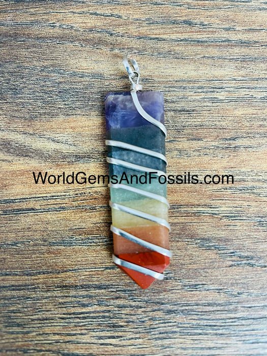 Chakra Pendant Wrapped Flat Point