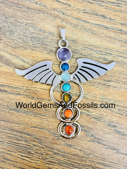 Chakra Angel Wing Pendant