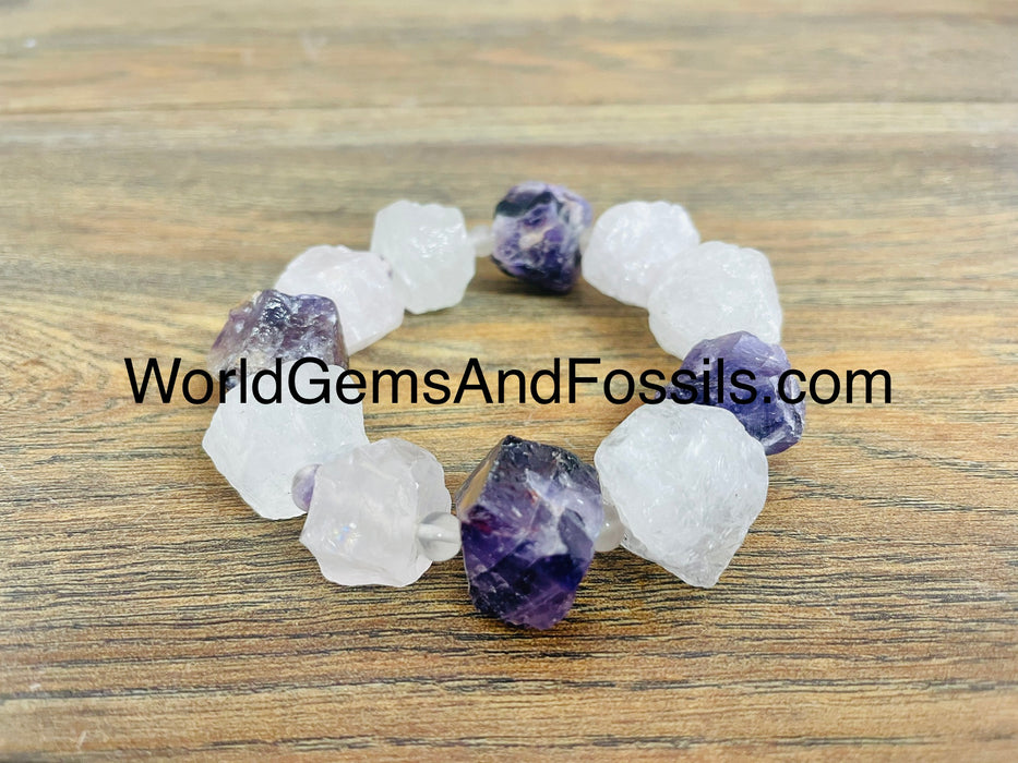 Amethyst Clear Quartz Rose Quartz Bracelet Natural