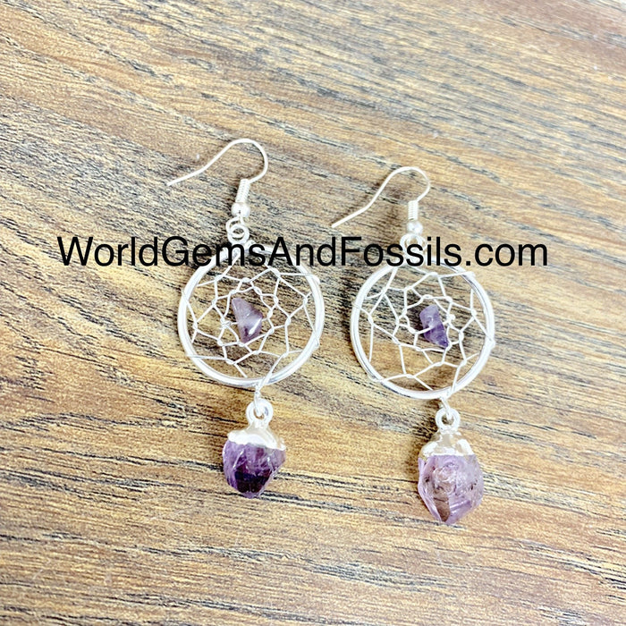 Amethyst Dream Catcher Earring