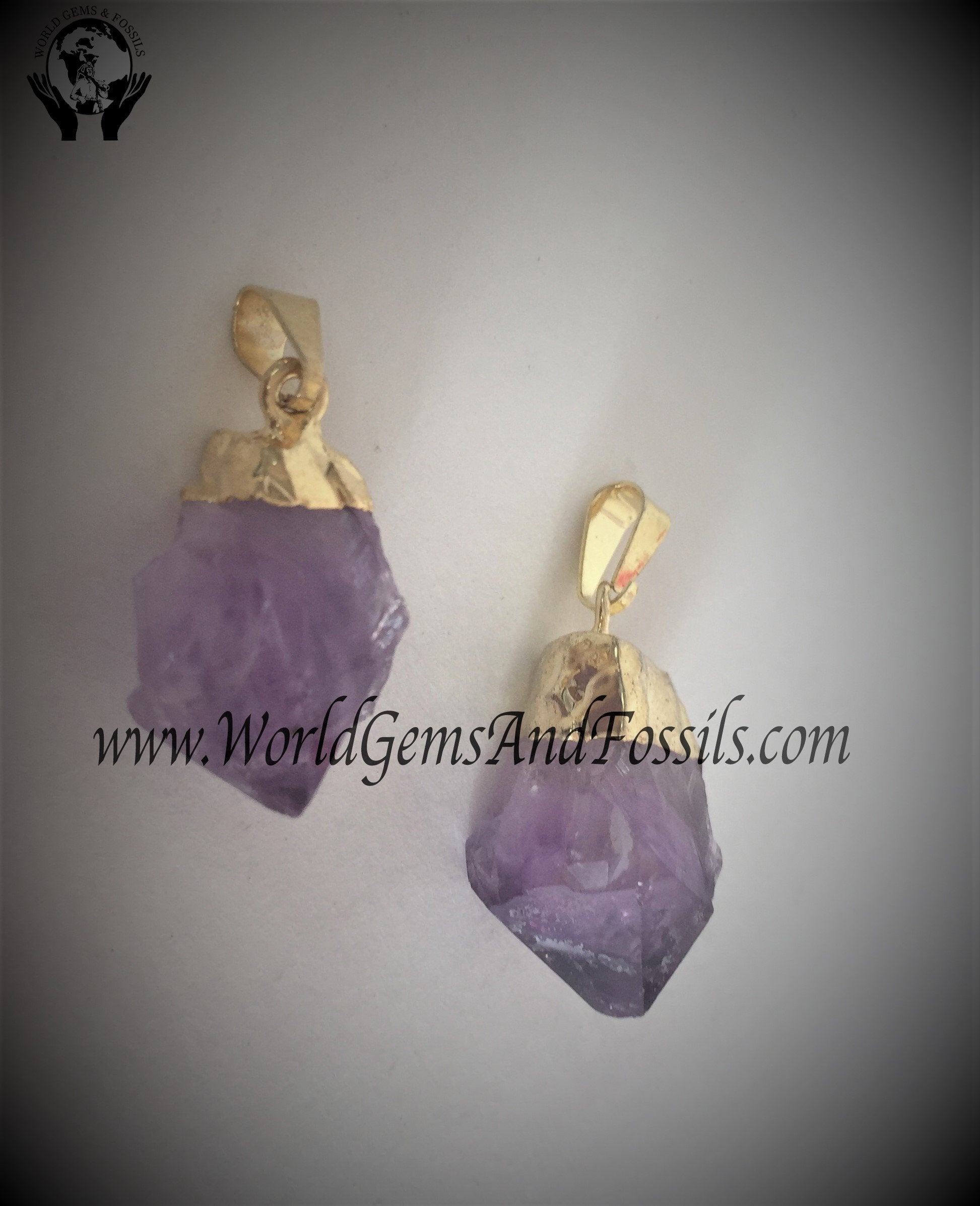 Amethyst Gold Plated Point Pendants