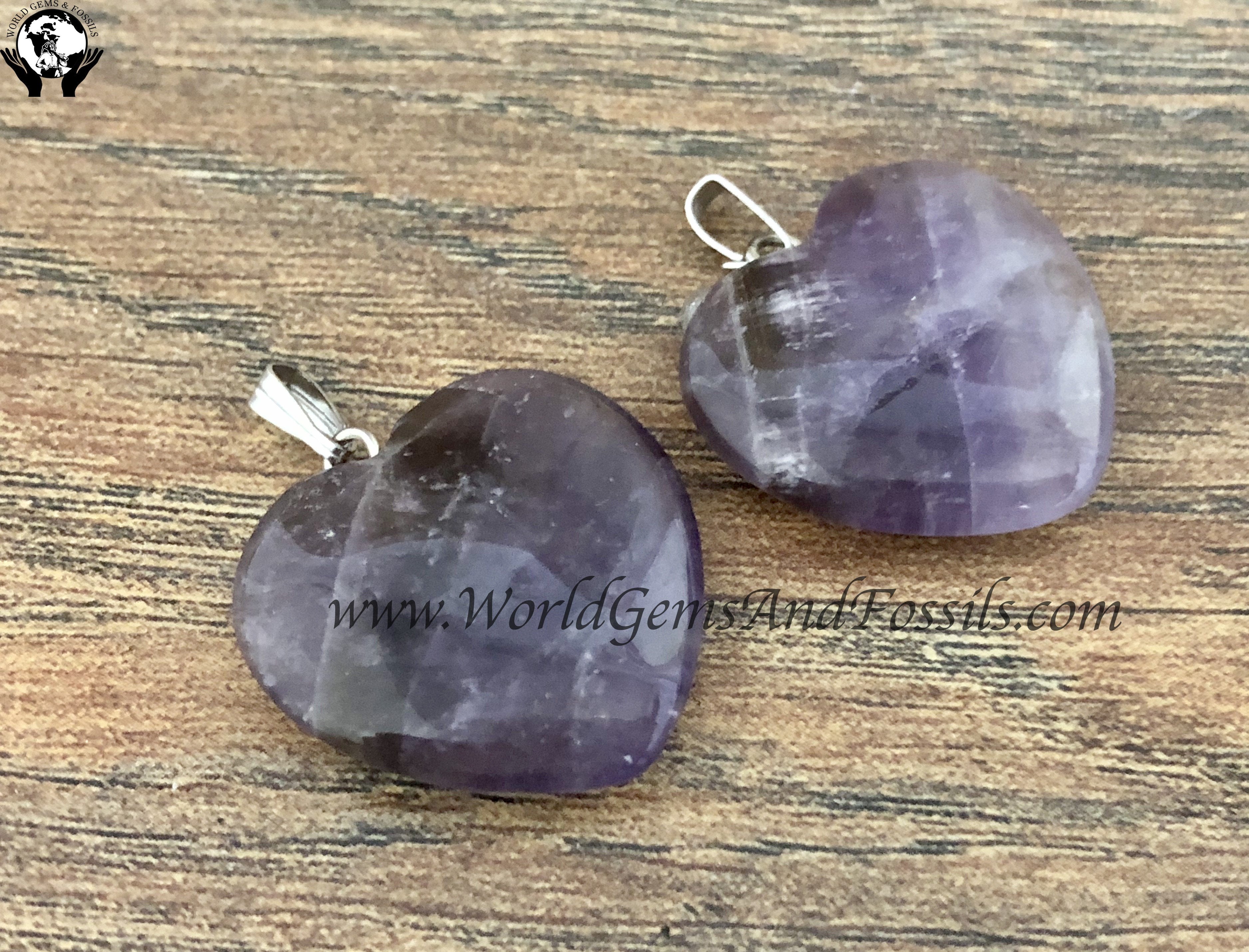 Amethyst Heart Pendants