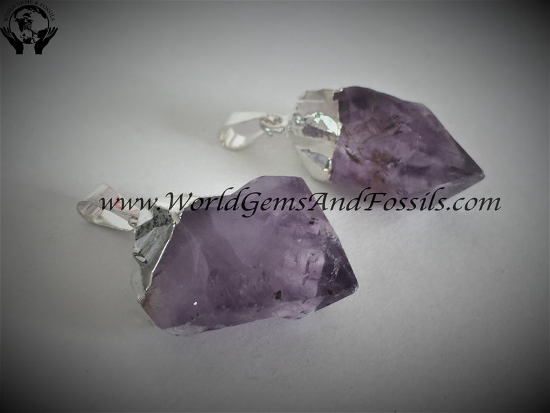 Amethyst Pendant Point Silver Plated