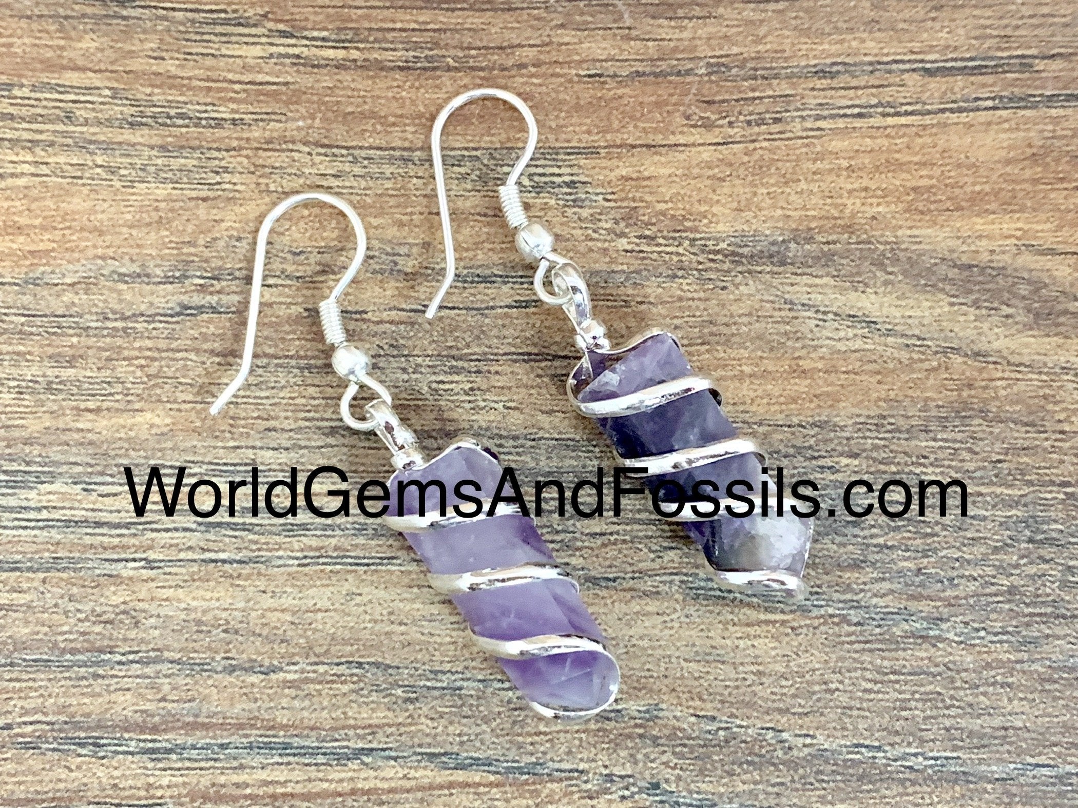 Amethyst Coil Wrapped Earings