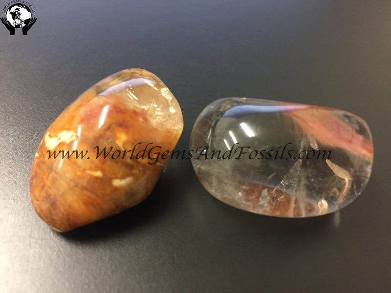 Angel Stone Lenses/Amphibole Quartz 2pcs