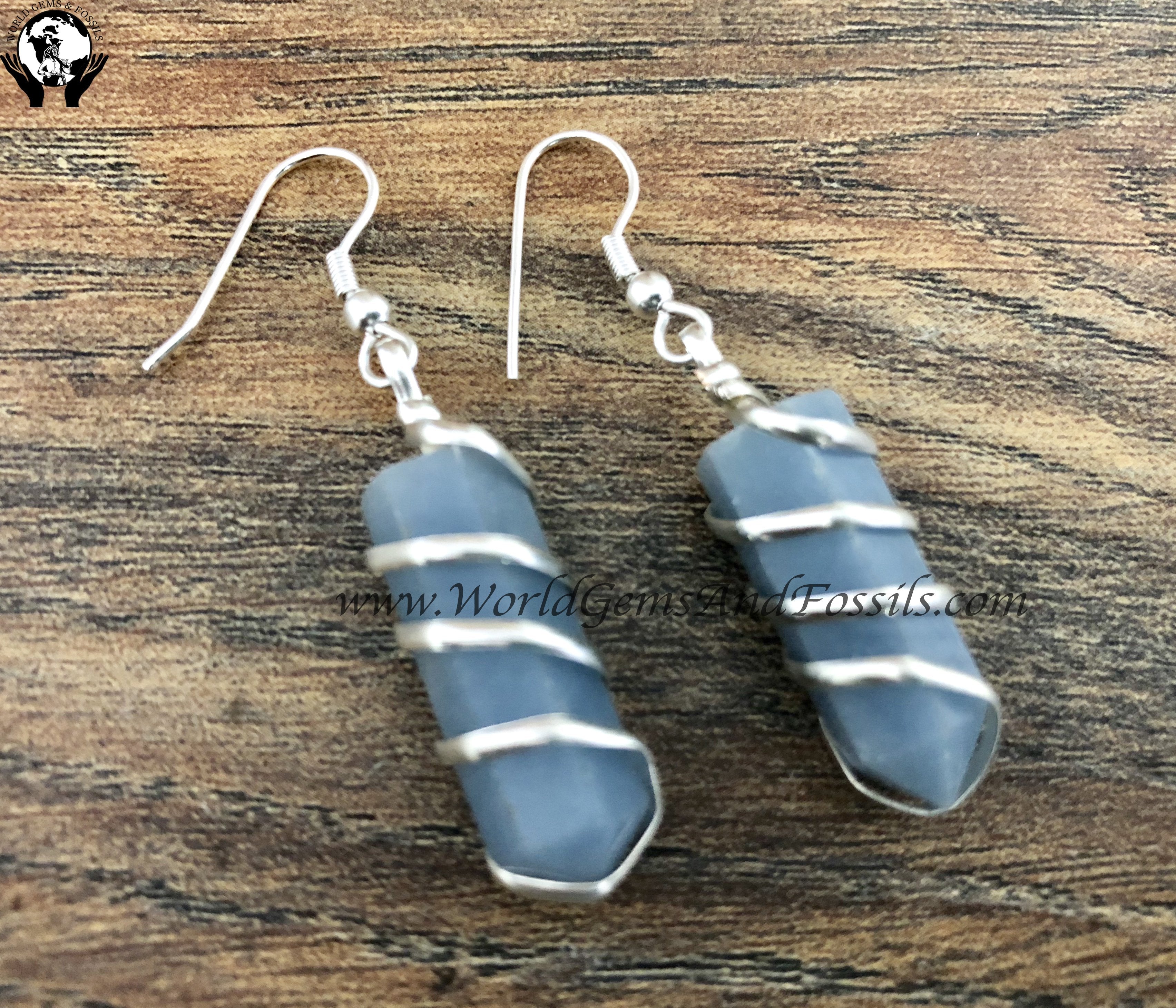 Angelite Coil Wrapped Earings