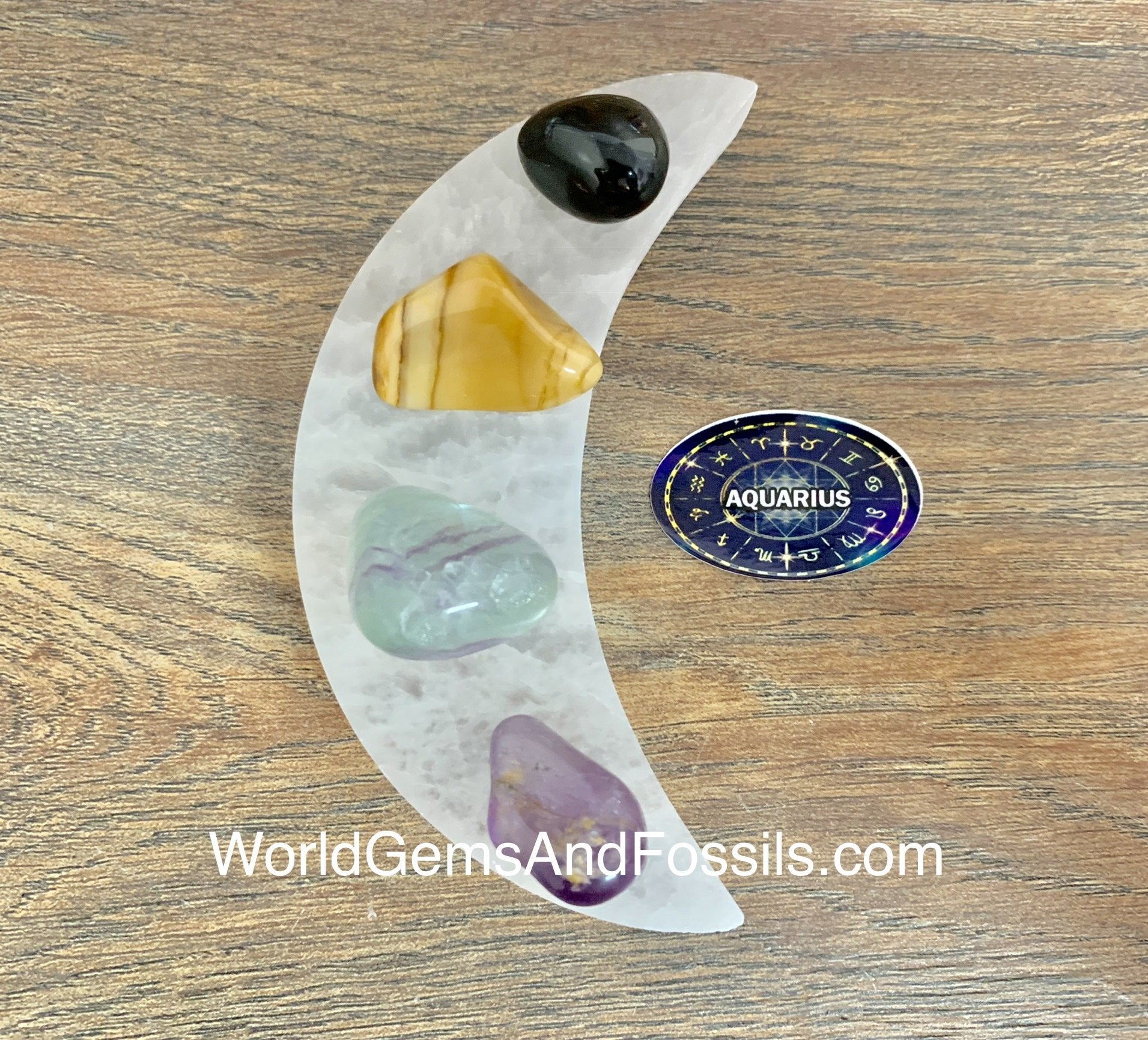 Aquarius Zodiac Sign Crystal Moon Set