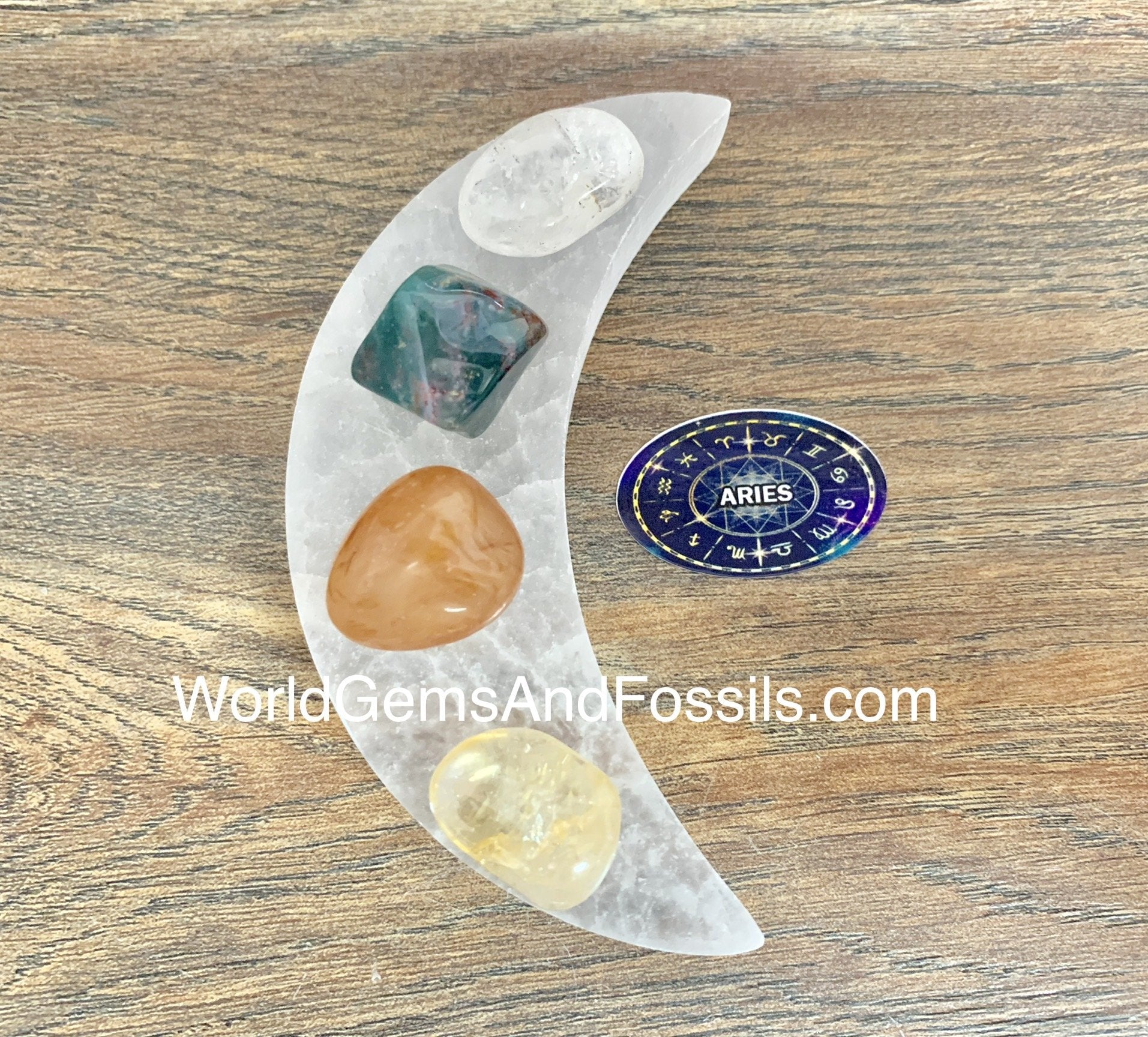 Aries Zodiac Sign Crystal Moon Set