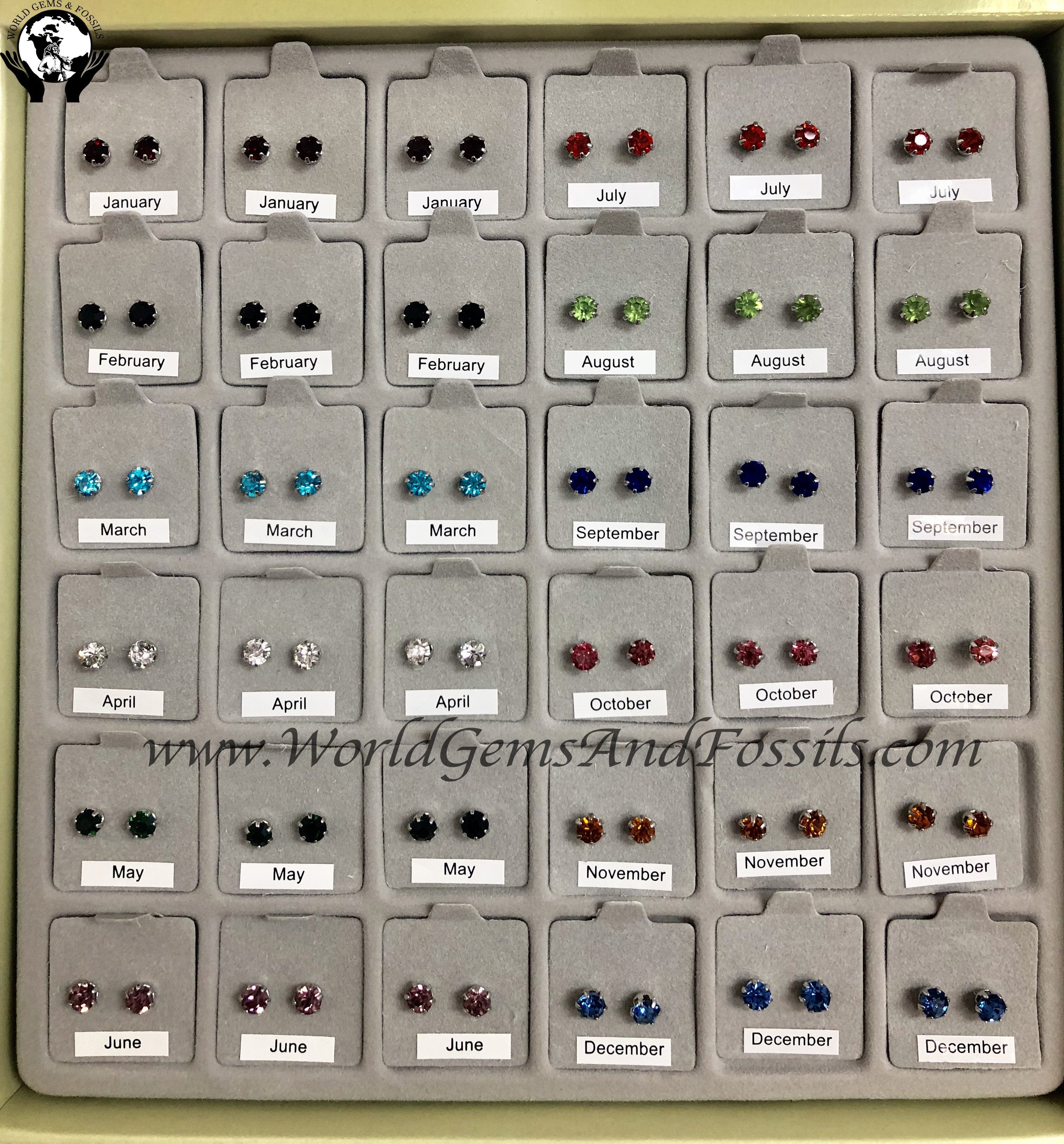 Birthstone Stud Earrings