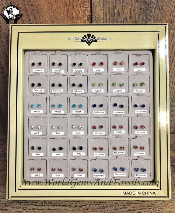 Birthstone Stud Earring 36/Box