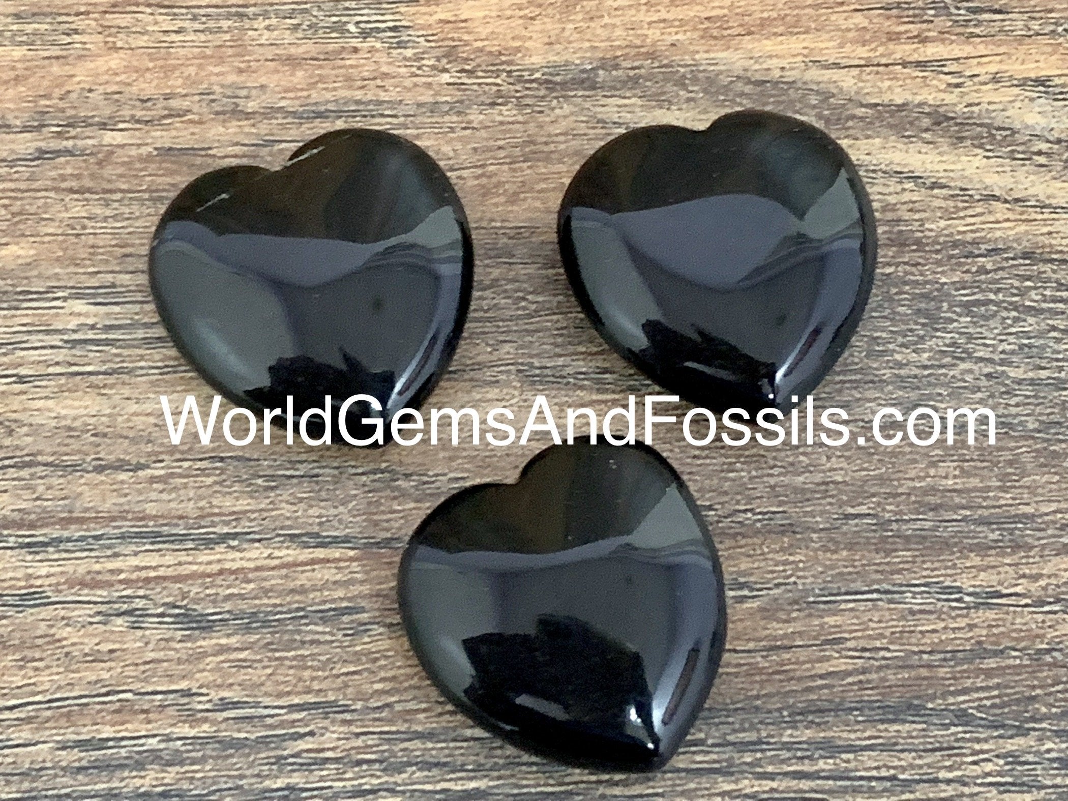 Black Obsidian Hearts 25mm