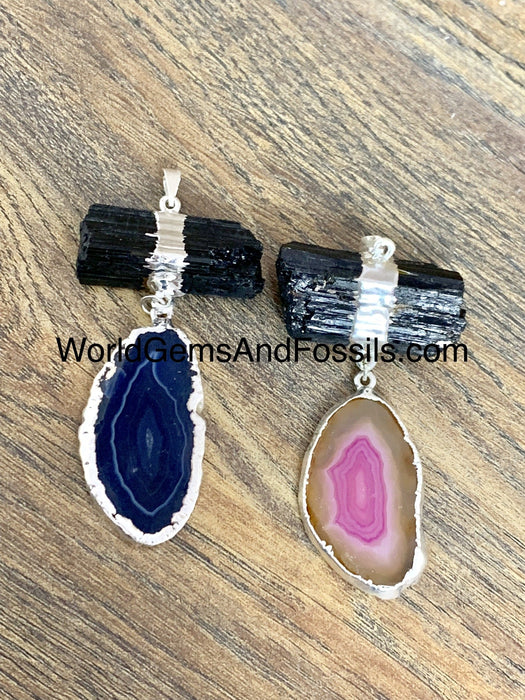 Black Tourmaline Agate Pendant