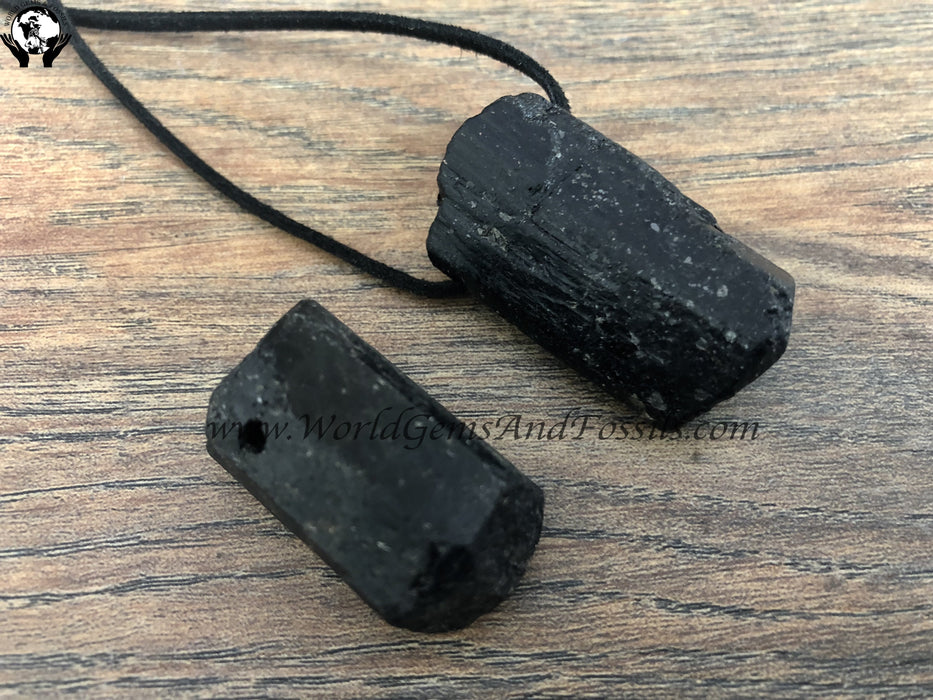 Black Tourmaline Drilled Pendants