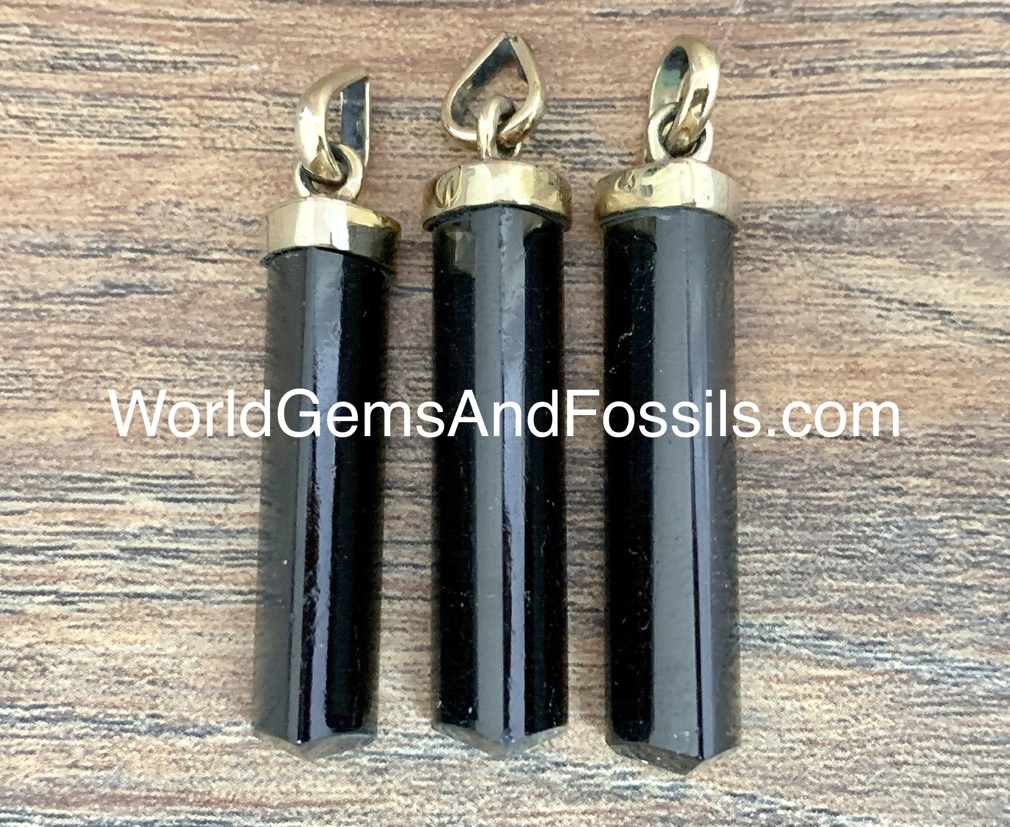 Black Tourmaline Pencil Pendants