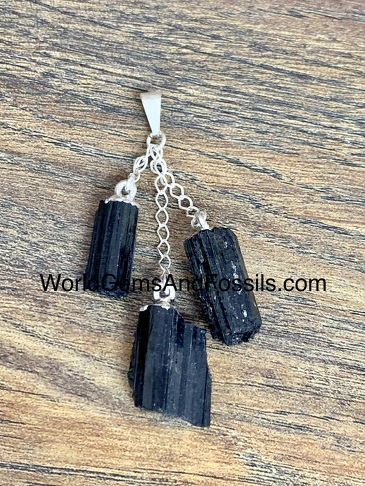 Black Tourmaline Three Point Pendant