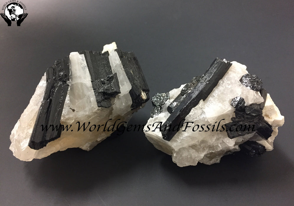 Black Tourmaline with Quartz, 200-700g, 2 lbs