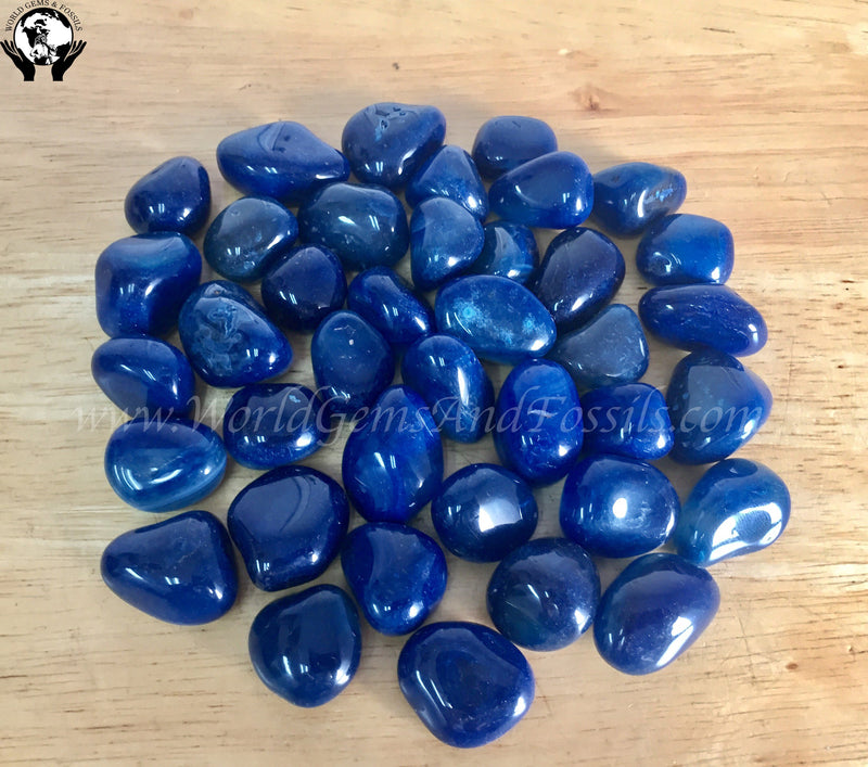 Blue Agate Tumbled Stones 1 lb