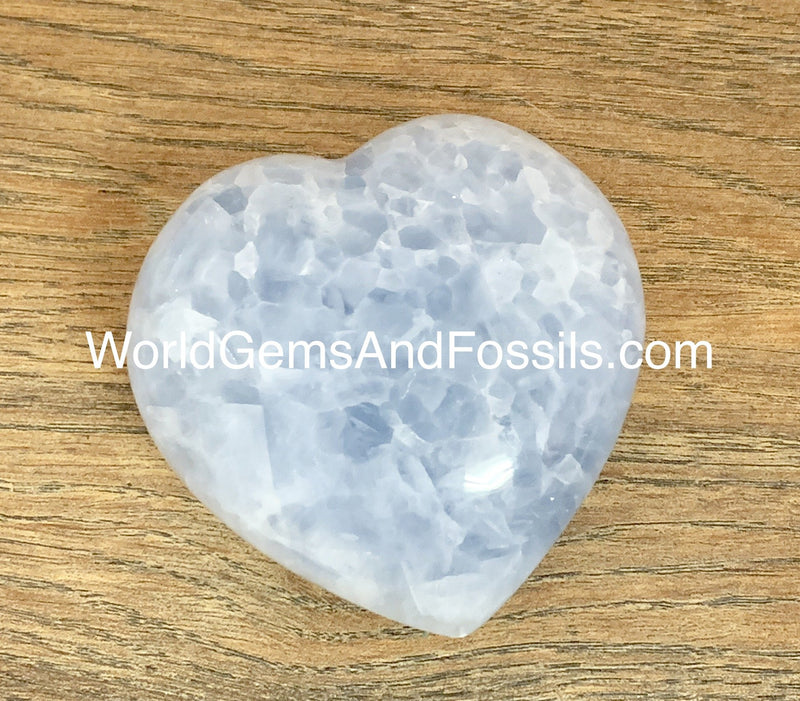 Blue Calcite Heart 3.4"-3.6"