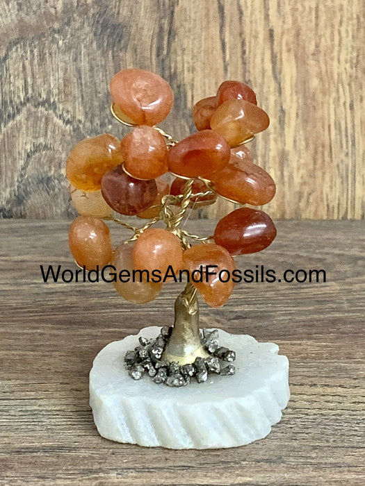 Carnelian Gem Tree On Onyx Base