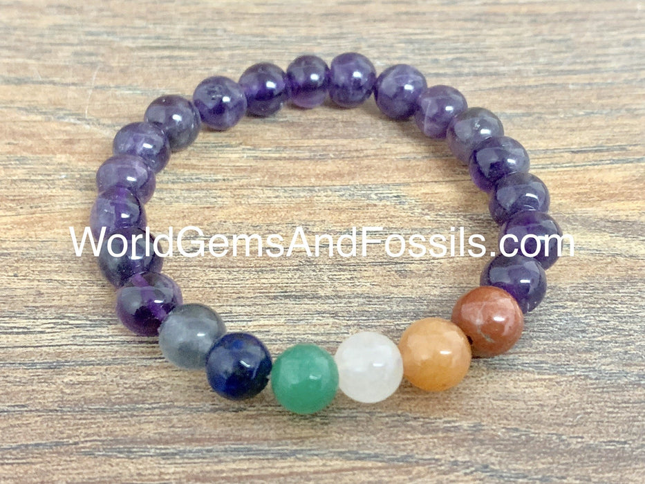 Chakra Amethyst Bracelet 8mm