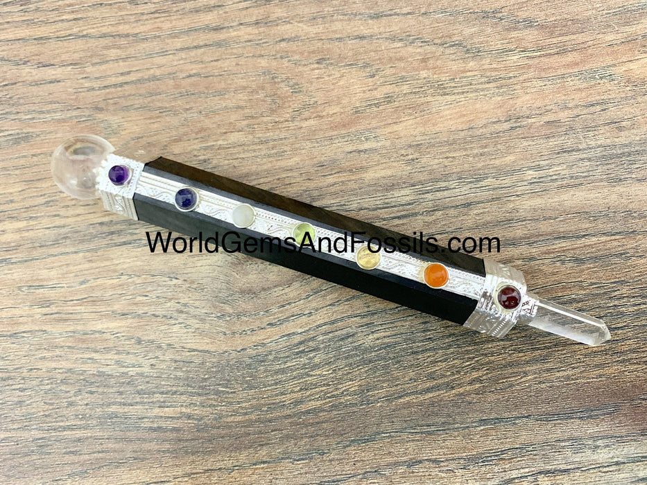 Chakra Black Tourmaline Wand