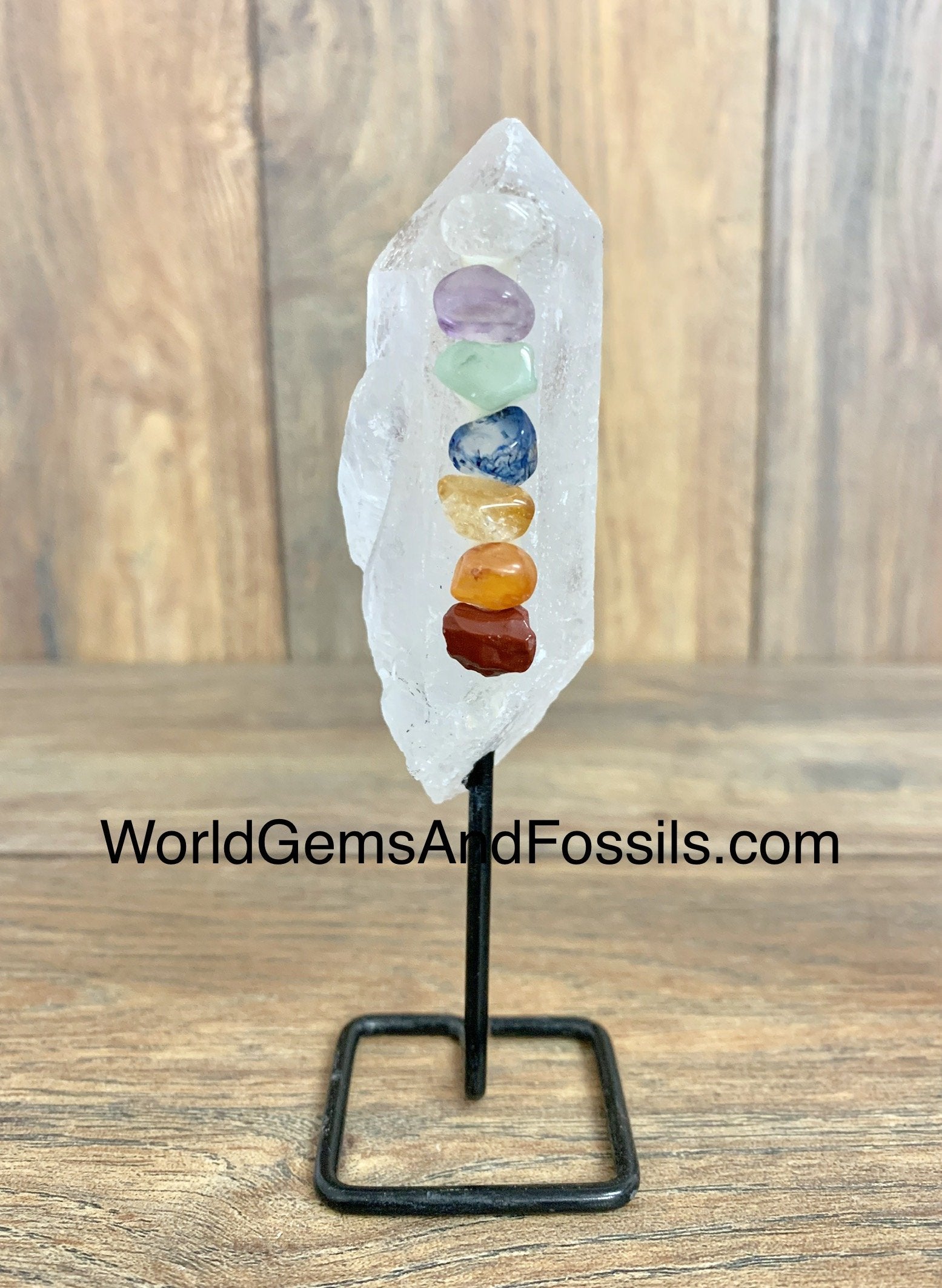 Chakra Clear Quartz Mini Specimen On Metal Base