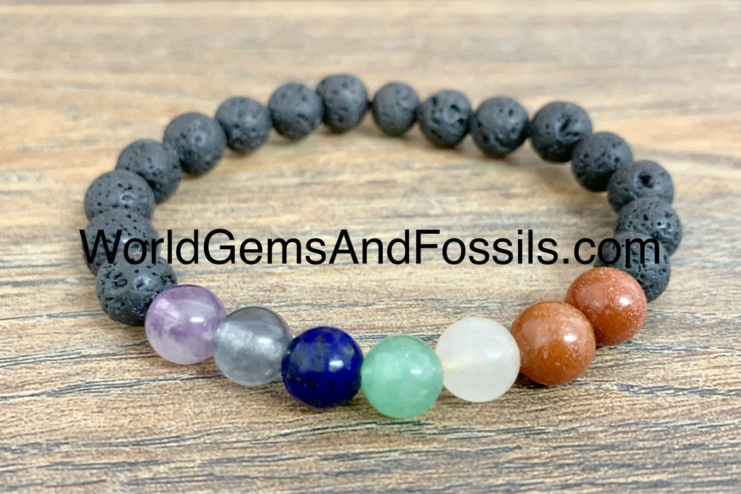 Chakra Lava Bracelet 8mm