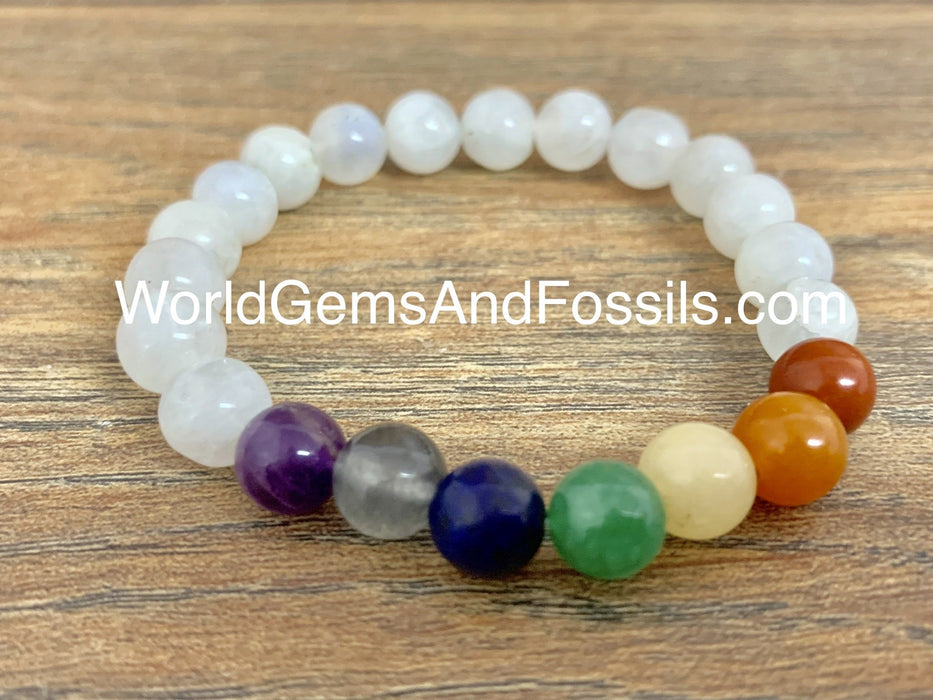 Chakra Rainbow Moonstone Bracelets 8mm