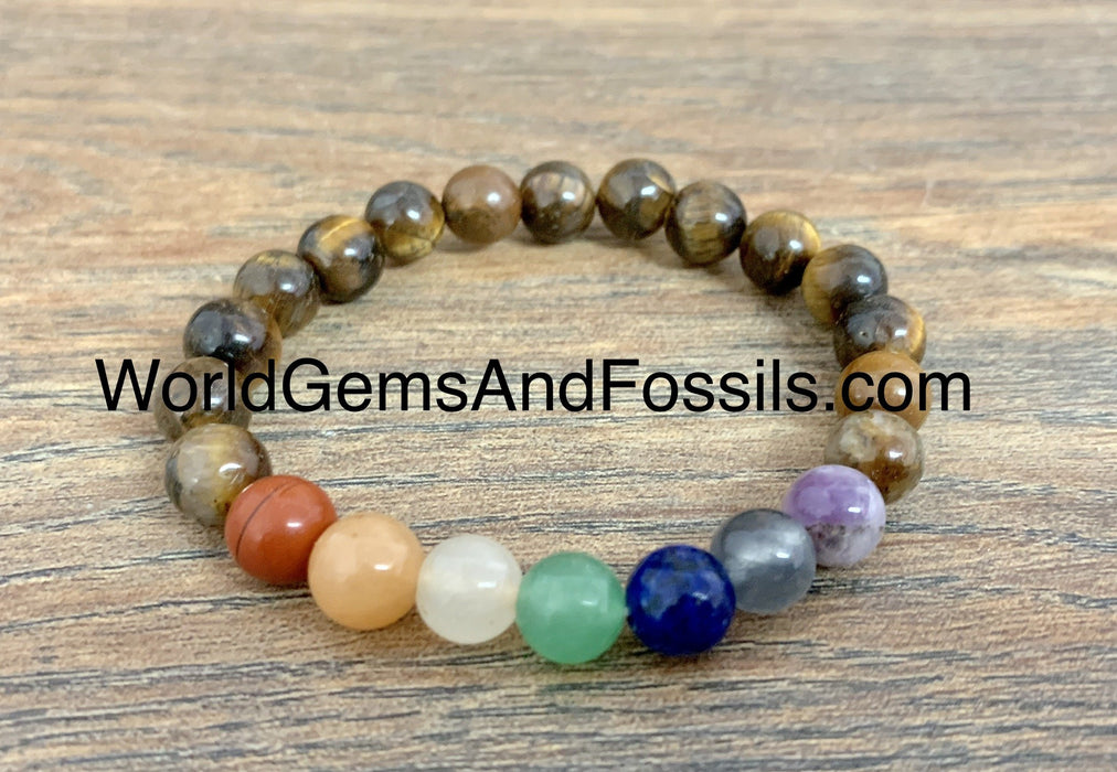 Chakra Tiger Eye Bracelet 8mm