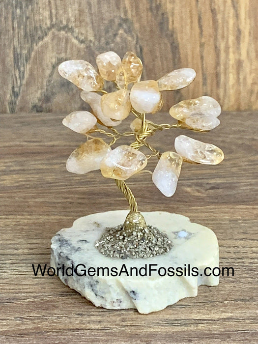 Citrine Gem Tree On Onyx Base