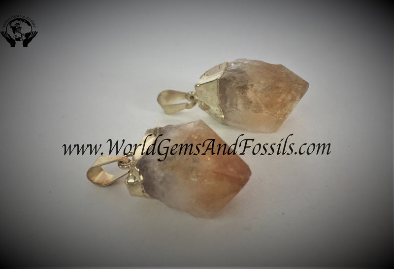 Citrine Pendant Gold Plated Point