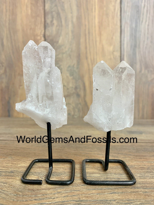 Clear Quartz Specimen On Metal Base Mini