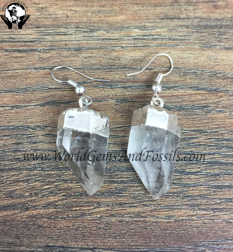 Clear Quartz Earring Silver Plated Point