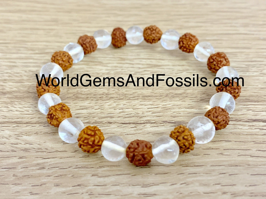 Clear Quartz With Rudraksha Bracelet