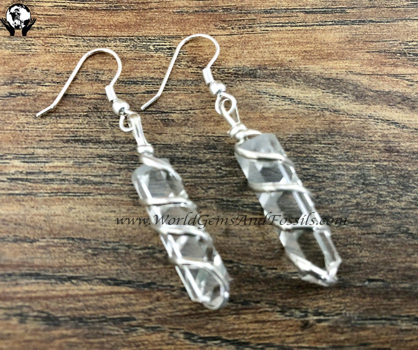 Clear Quartz Wrapped Earrings