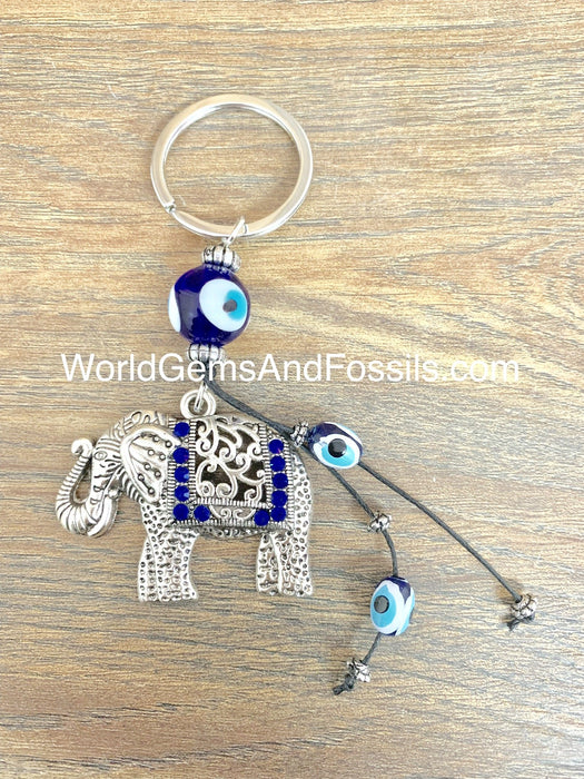 Evil Eye Elephant Keychain