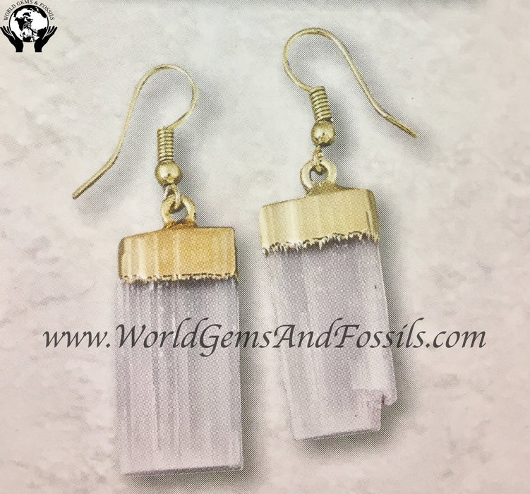 Gold Plated Selenite Earring