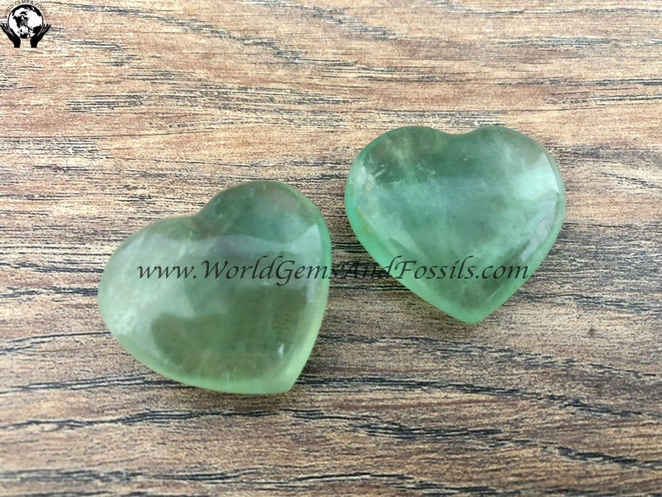 Green Fluorite Hearts 33-40mm