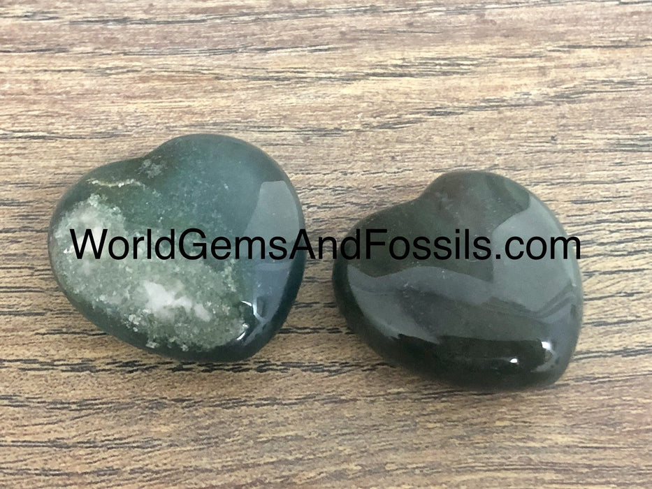 Green Moss Agate Heart 30mm
