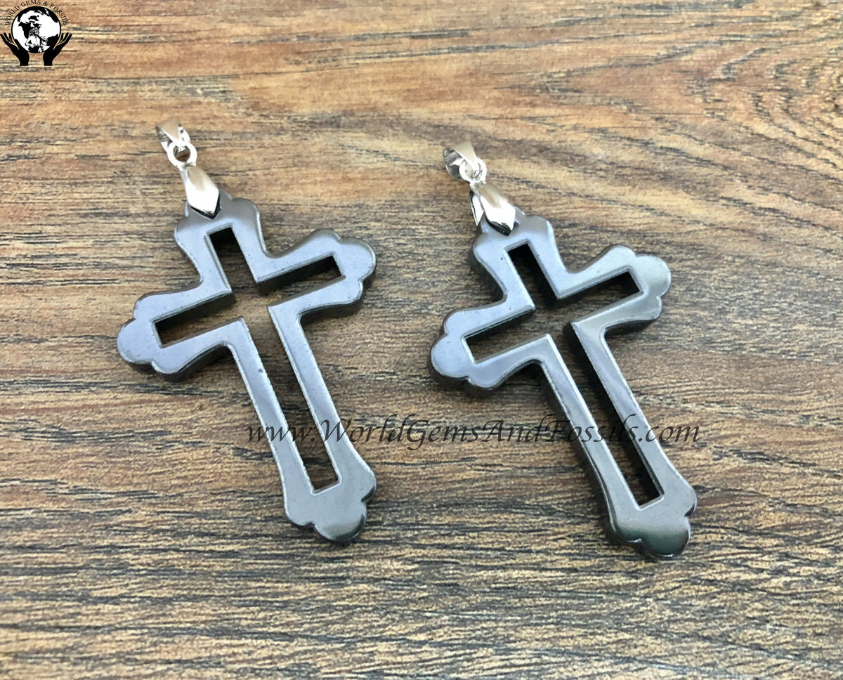 Hematite Cross Pendant — World Gems And Fossils