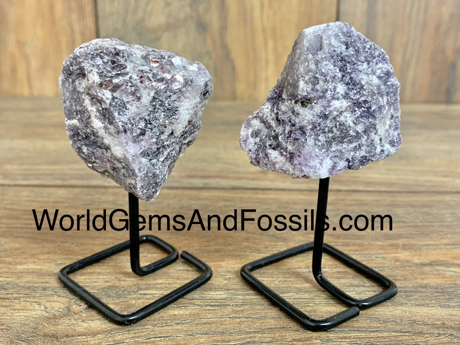 Lepidolite Specimen On Metal Base Mini