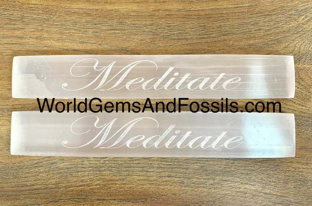 Meditate Selenite Engraved Ruler