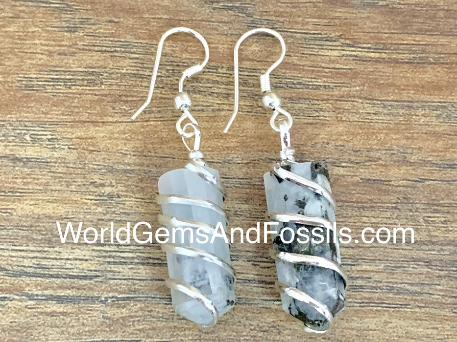 Rainbow Moonstone Earring Wrapped