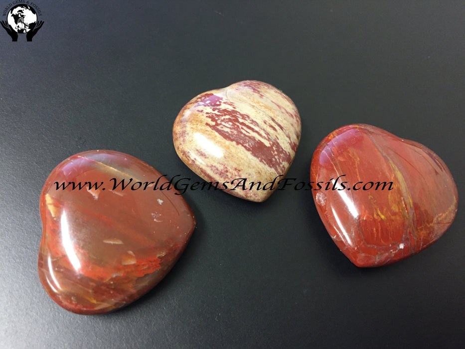 Petrified Wood Hearts 30-37mm