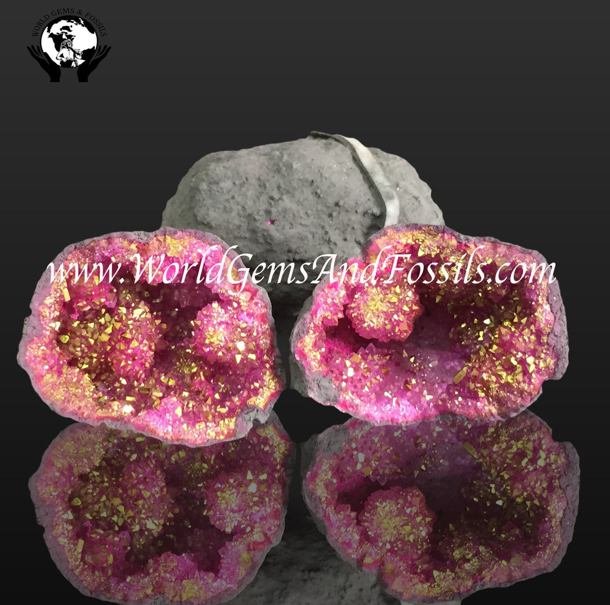 Pink Geodes (Black Coated) Small 1.5