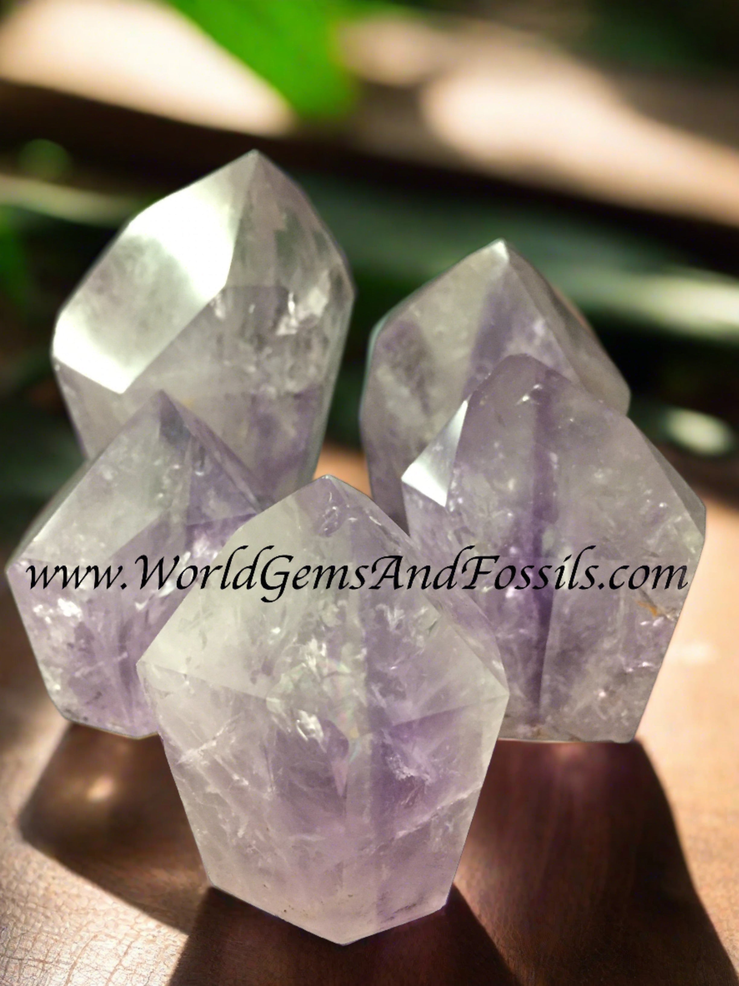 Polished Amethyst Points Flat Bottom