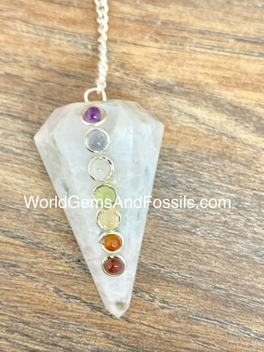 Rainbow Moonstone Chakra Pendulum